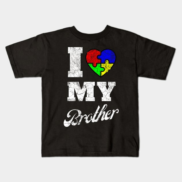 I Love My Brother Autism Awareness Kids T-Shirt by chiinta